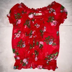 Hollister red Bardot top size XS